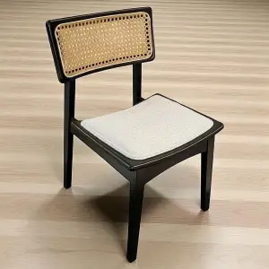 Alegra Hasırlı Ahşap Sandalye - Siyah