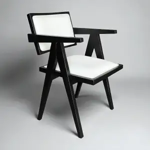 Leydi Kollu Döşemeli Ahşap Sandalye - Siyah