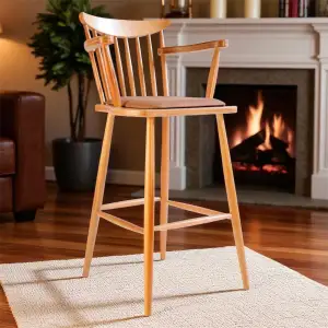 Royal Kollu Ahşap Bar Sandalye - Naturel