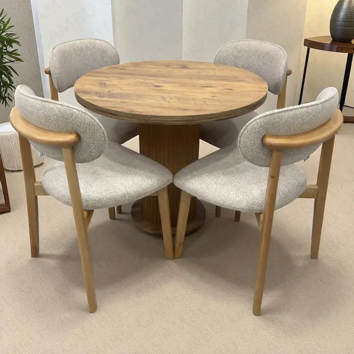 Yuvarlak Bohem Takım - Norte Naturel & Üst Ceviz Ayak Ceviz