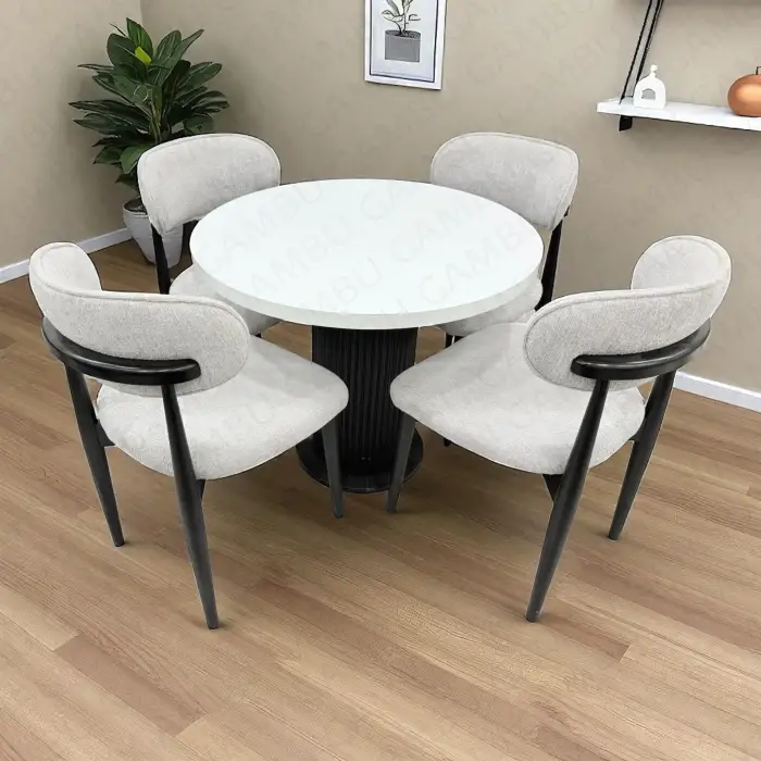 Yuvarlak Bohem Takım - Polo Siyah & Üst Beyaz Ayak Siyah