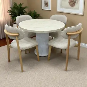 Yuvarlak Bohem Takım - Norte Naturel & Üst Traverten Ayak Beyaz