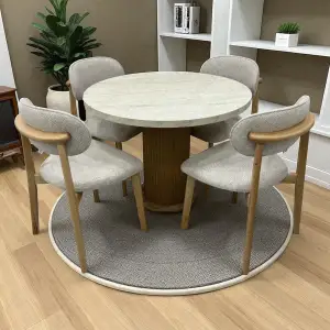 Yuvarlak Bohem Takım - Norte Naturel & Üst Traverten Ayak Naturel