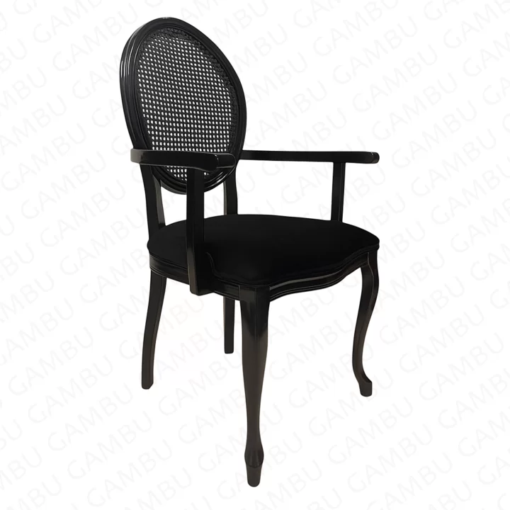 Madalyon Kollu Hasırlı Siyah Boyalı