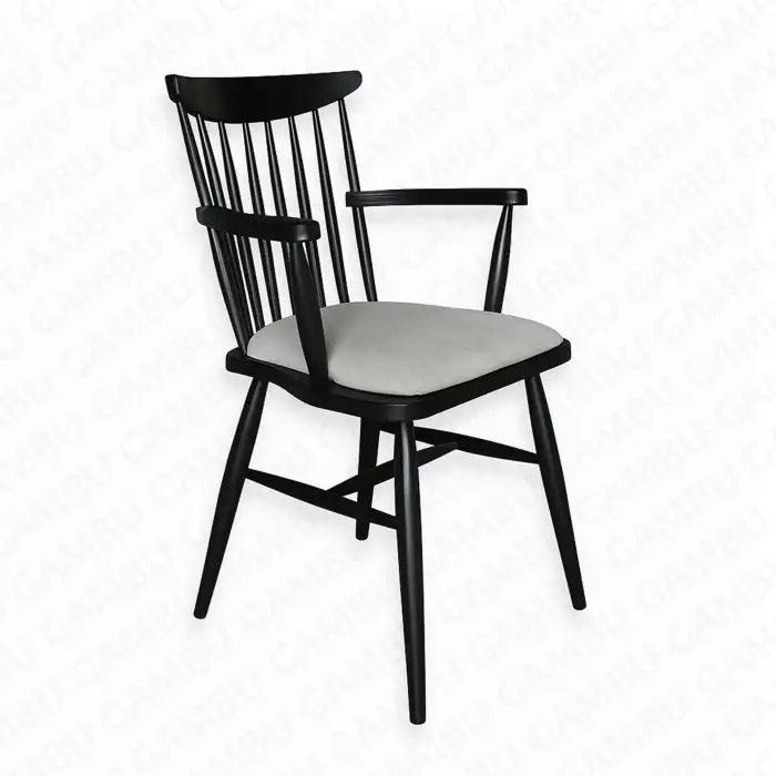 Royal Kollu Ahşap Sandalye - Siyah