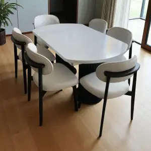 Bohem Açılır Masa Sandalye Takımı - Norte Naturel + Bohem Açılır Masa Üst Beyaz, Ayak Siyah