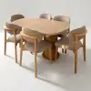 Bohem Açılır Masa Sandalye Takımı - Norte Naturel + Bohem Açılır Masa Üst Ceviz, Ayak Naturel