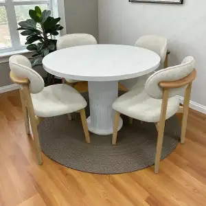 Yuvarlak Bohem Takım - Norte Naturel & Üst Beyaz Ayak Beyaz