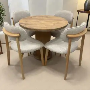 Yuvarlak Bohem Takım - Norte Naturel & Üst Ceviz Ayak Ceviz