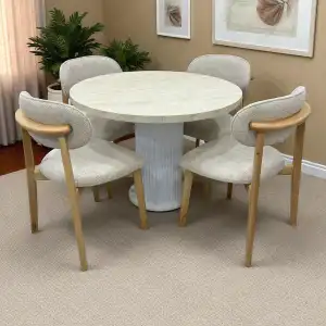 Yuvarlak Bohem Takım - Norte Naturel & Üst Traverten Ayak Beyaz