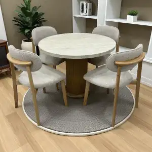 Yuvarlak Bohem Takım - Norte Naturel & Üst Traverten Ayak Naturel