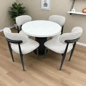 Yuvarlak Bohem Takım - Polo Siyah & Üst Beyaz Ayak Siyah