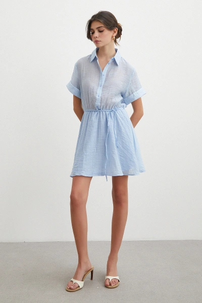 Hakim Yaka Katlı Şifon Elbise