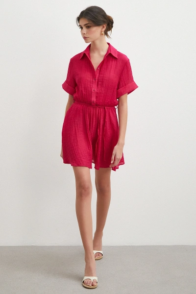 Hakim Yaka Katlı Şifon Elbise