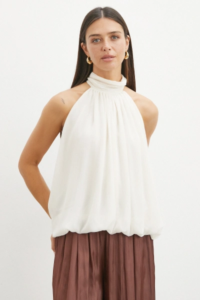 Halter Yaka Drape Bluz