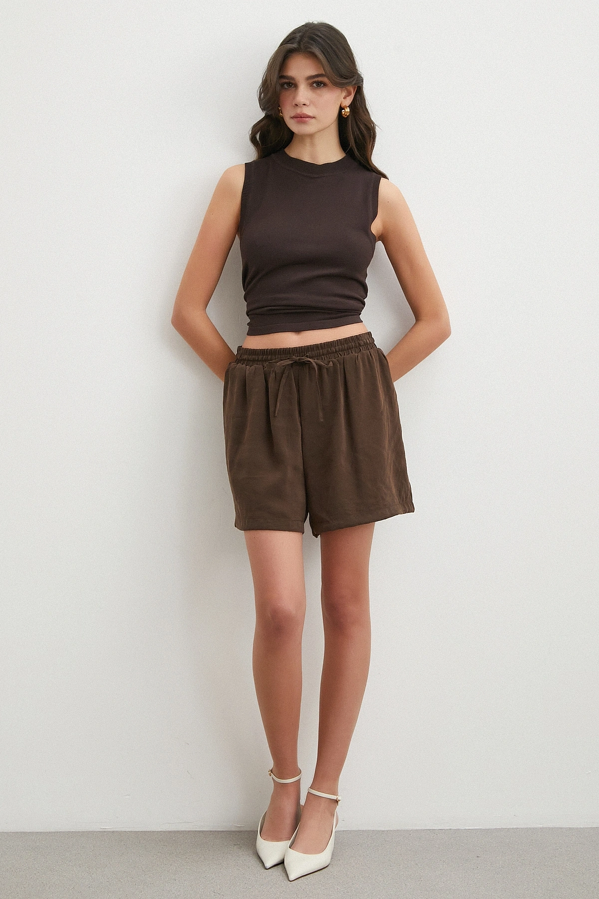 Peach Touch Kahve Mini Şort