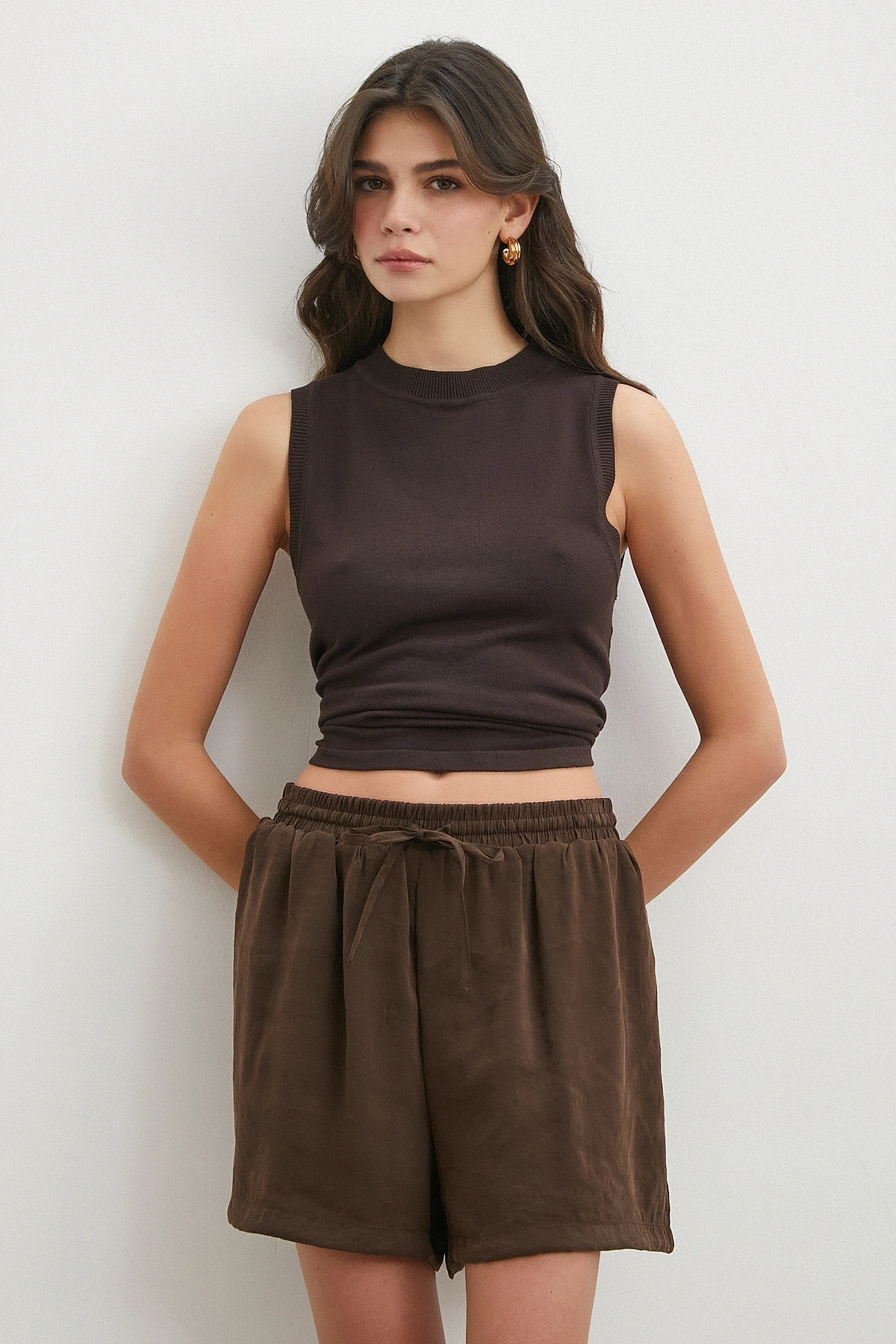 Peach Touch Kahve Mini Şort