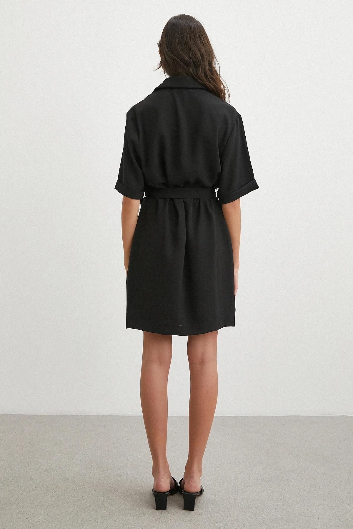 Siyah Safari Serisi Gömlek Elbise