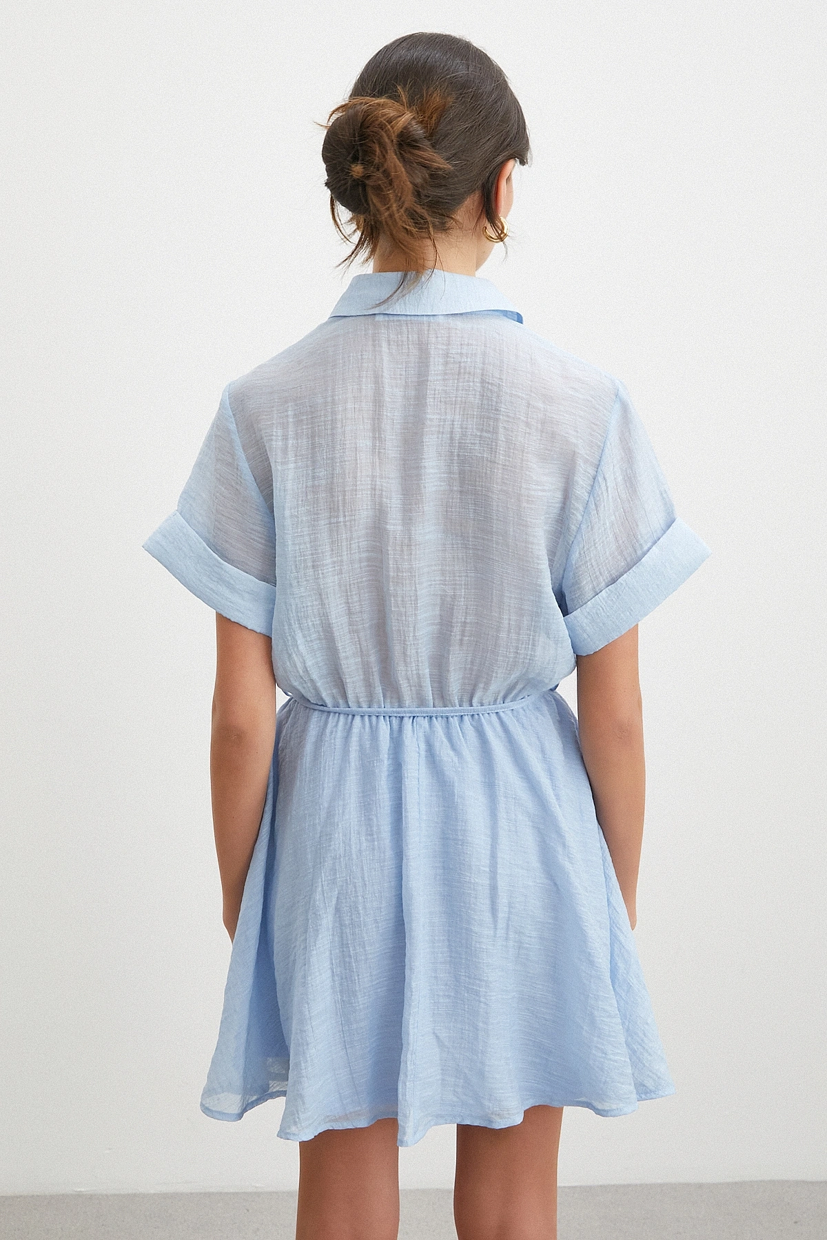 Hakim Yaka Katlı Şifon Elbise