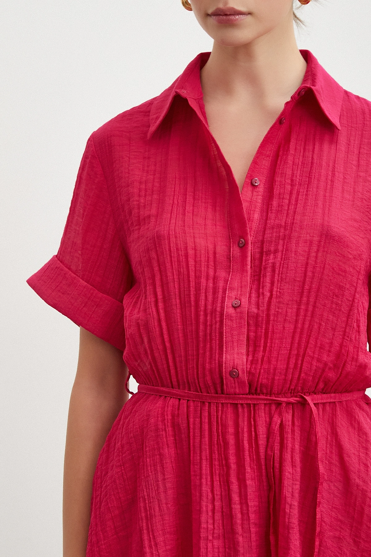 Hakim Yaka Katlı Şifon Elbise