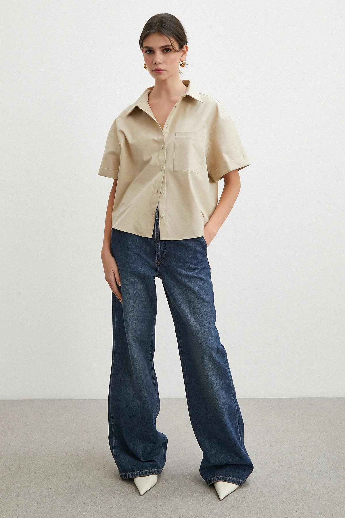 Boxy Fit Kısa Kollu Salaş Gömlek