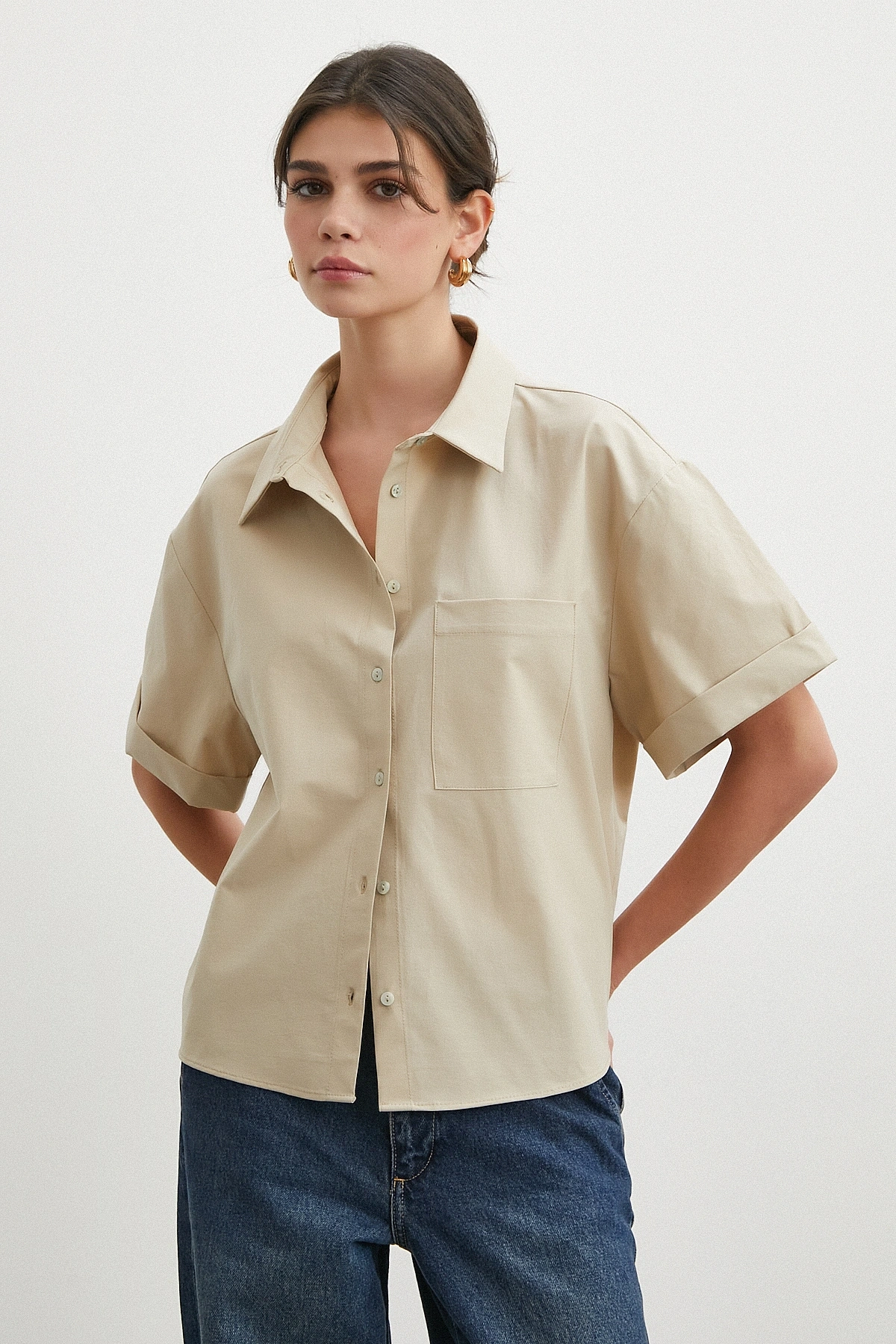 Boxy Fit Kısa Kollu Salaş Gömlek