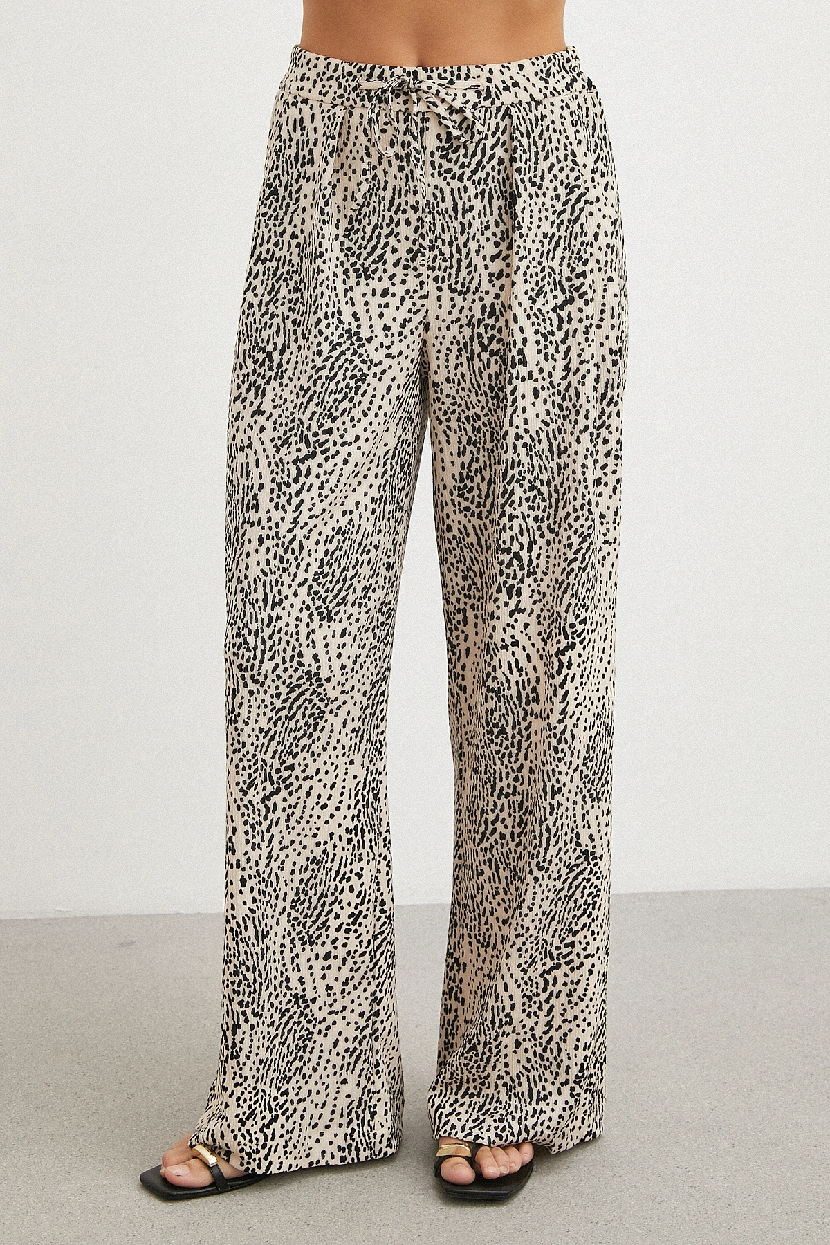 Leopar Desenli İpli Pantolon