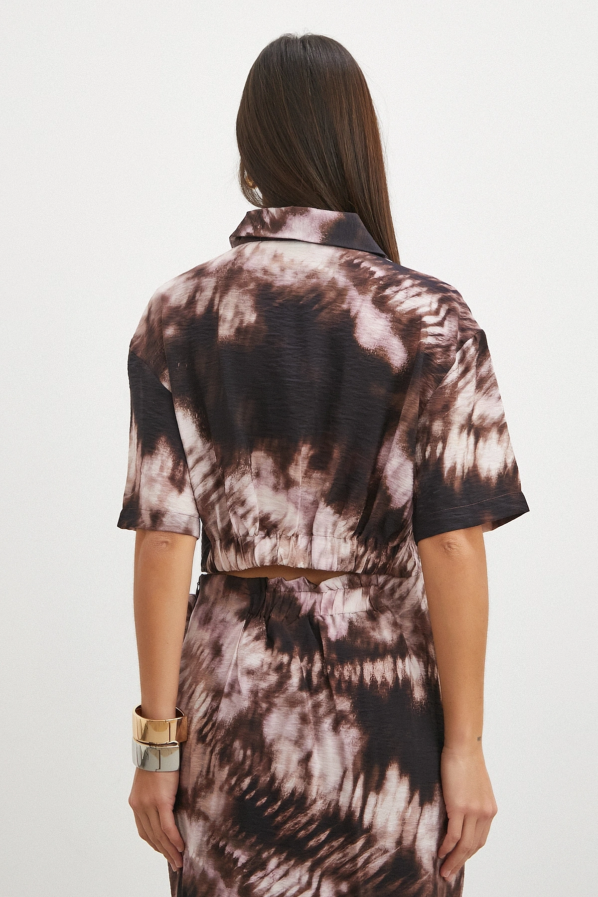Brown Mocha Tie Dye Cropped Shirt