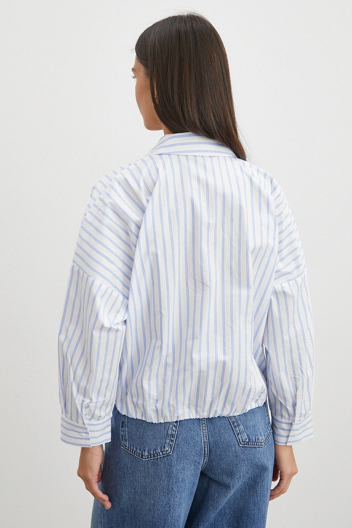 Cross-Front Striped Blouse
