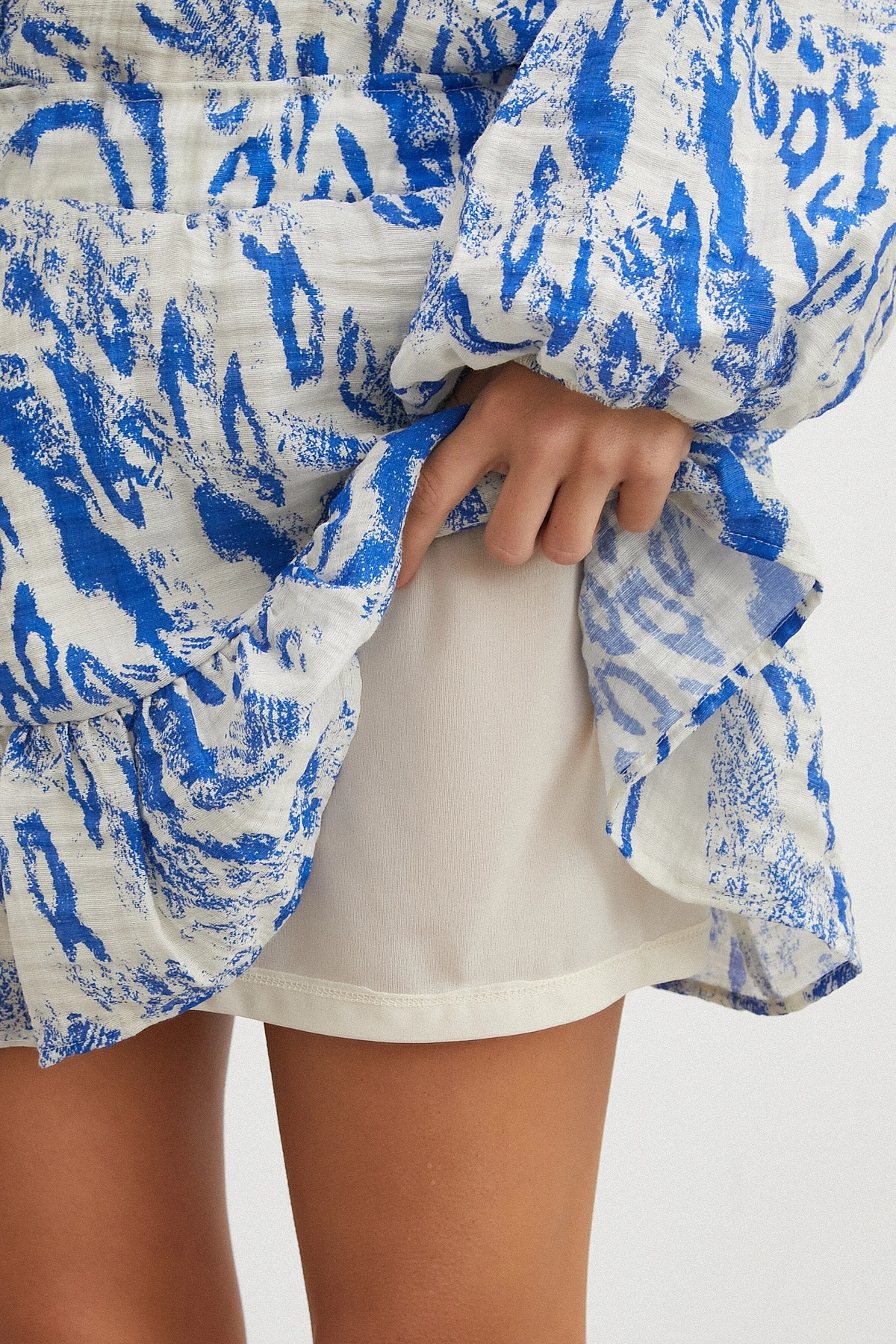 Desenli Ruffle Tiered Mini Etek