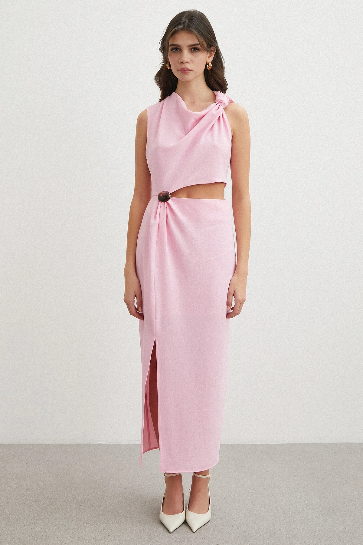 Drapeli Cut-Out Elbise