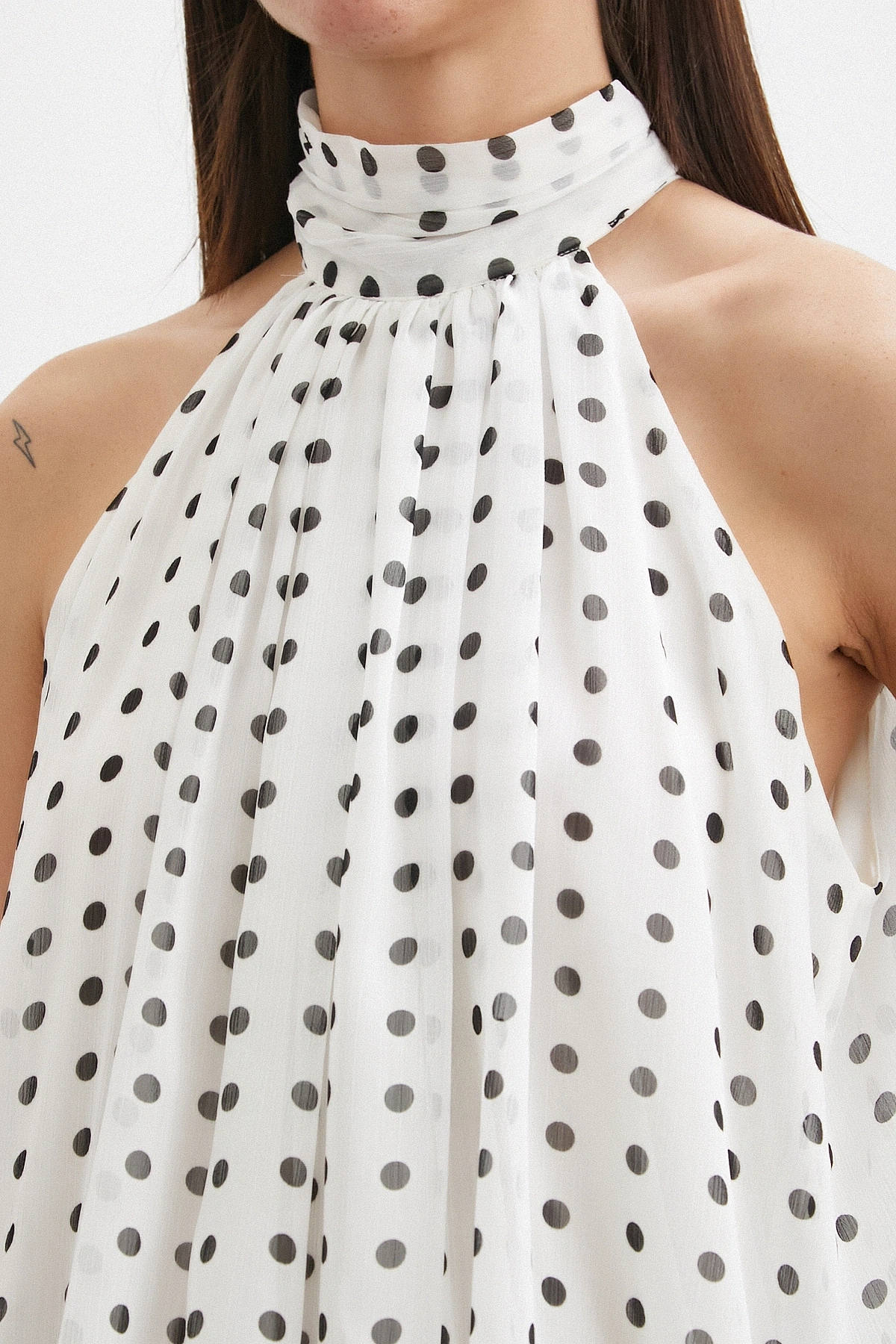 Halter Yaka Drape Bluz