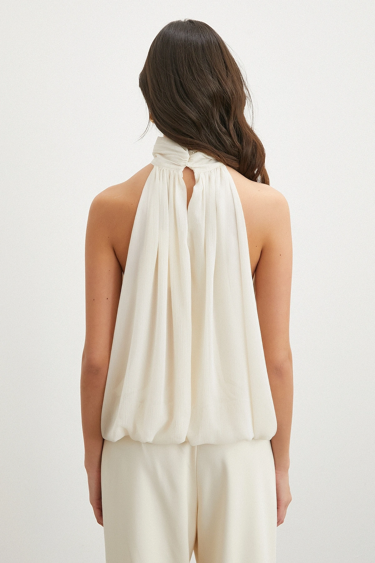 Halter Yaka Drape Bluz