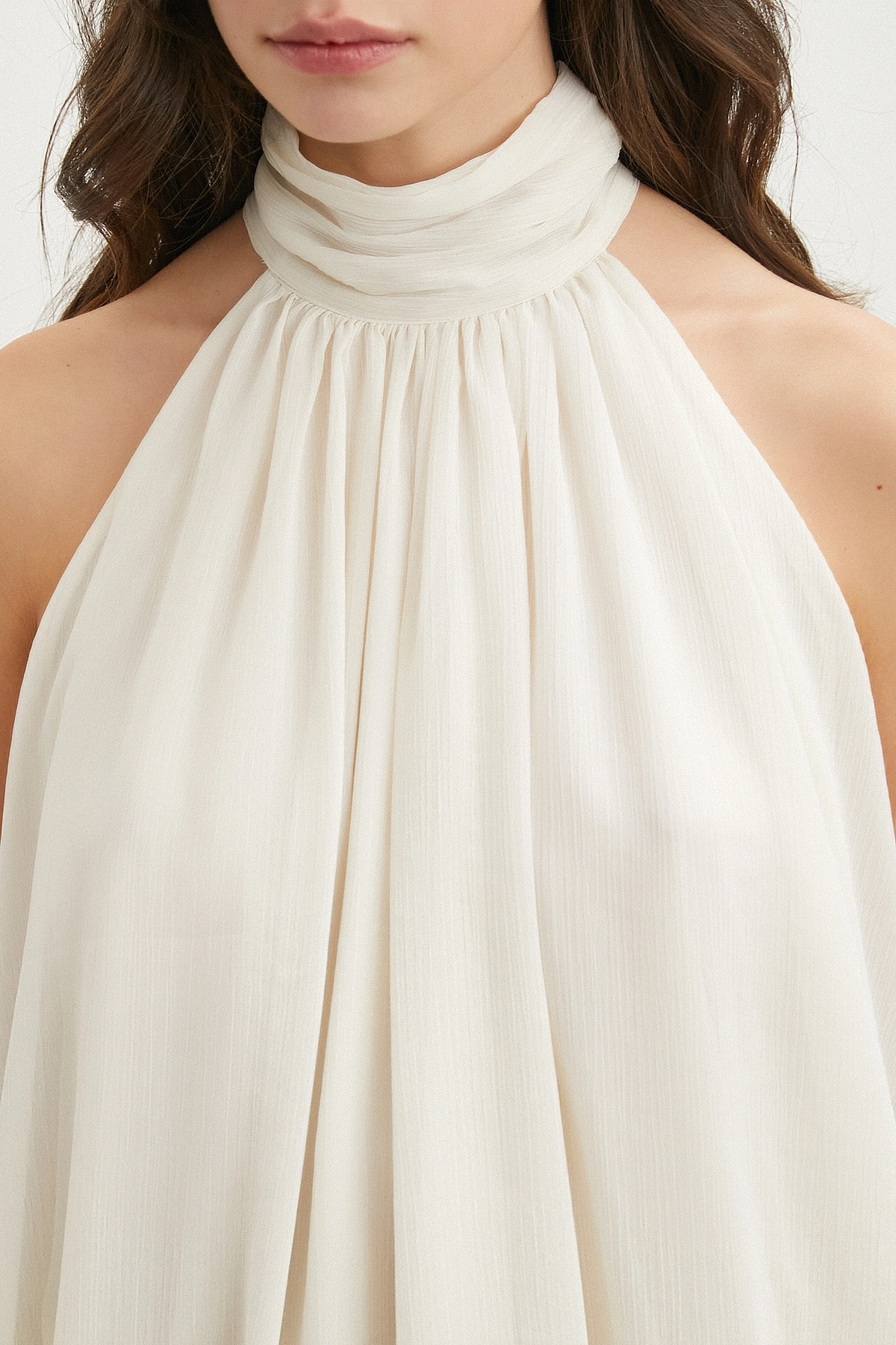 Halter Yaka Drape Bluz