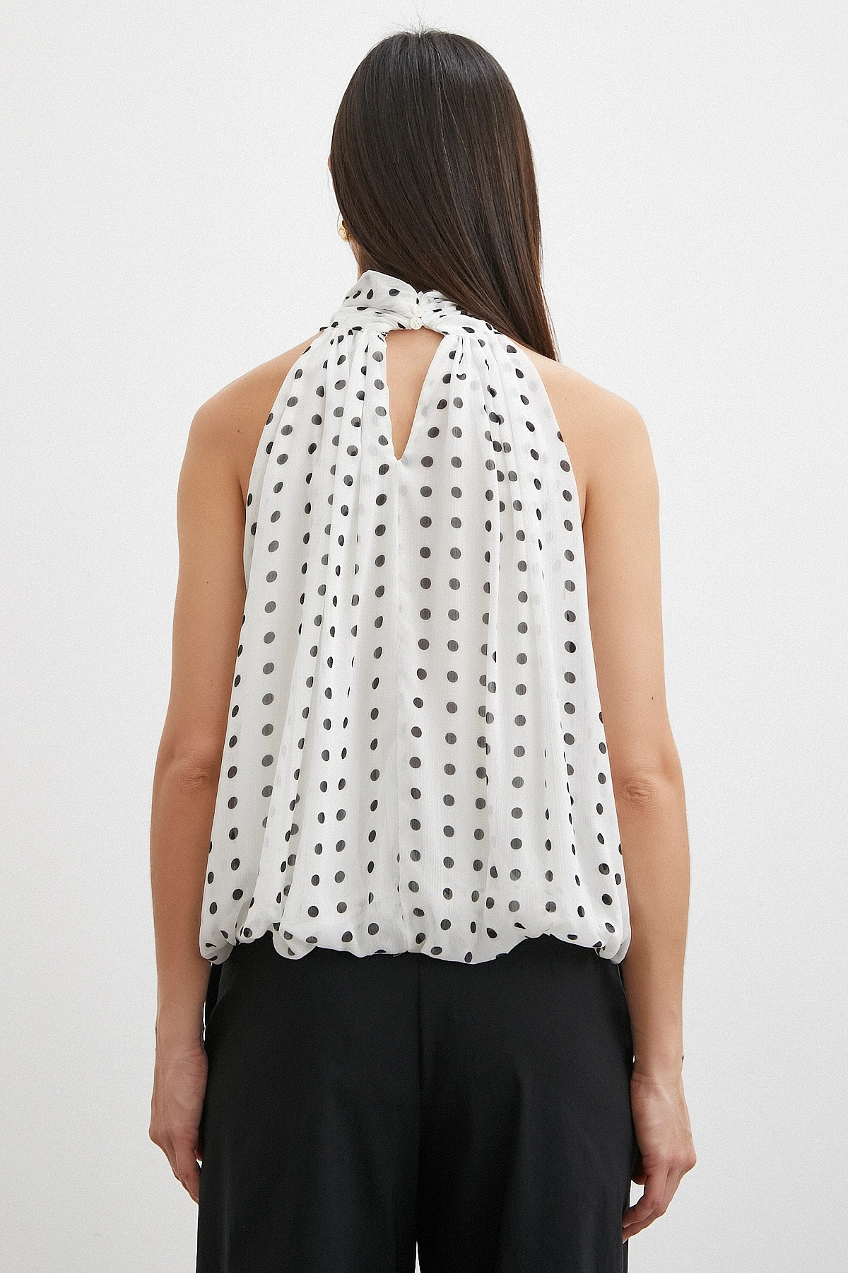 Halter Yaka Drape Bluz