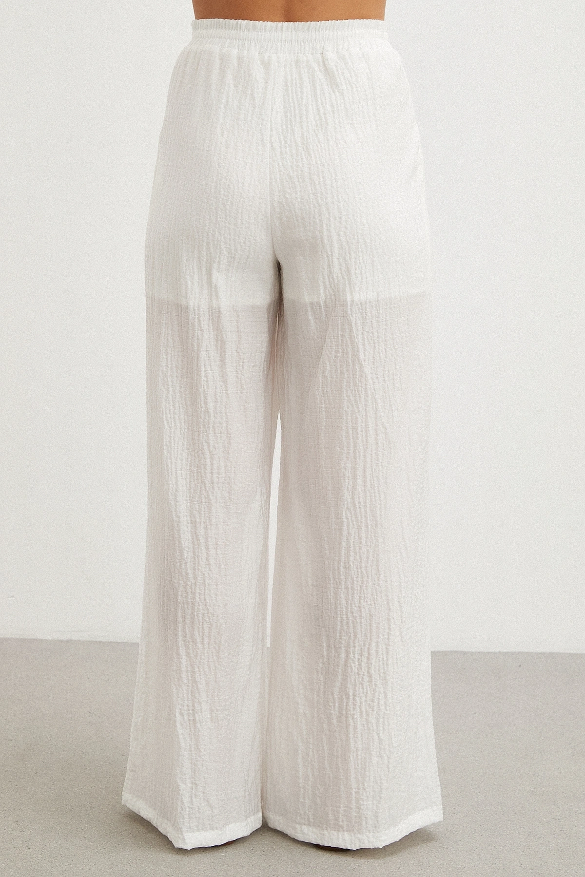 Linen-Look Beyaz Pantolon