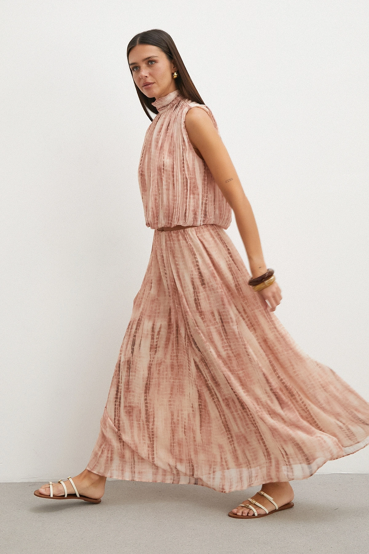 Nude Tonlu Batik Maxi Etek
