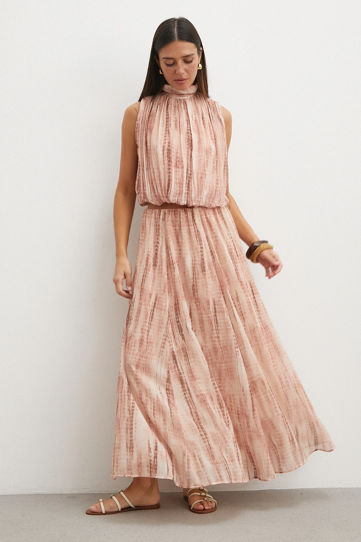 Nude Tonlu Batik Maxi Etek