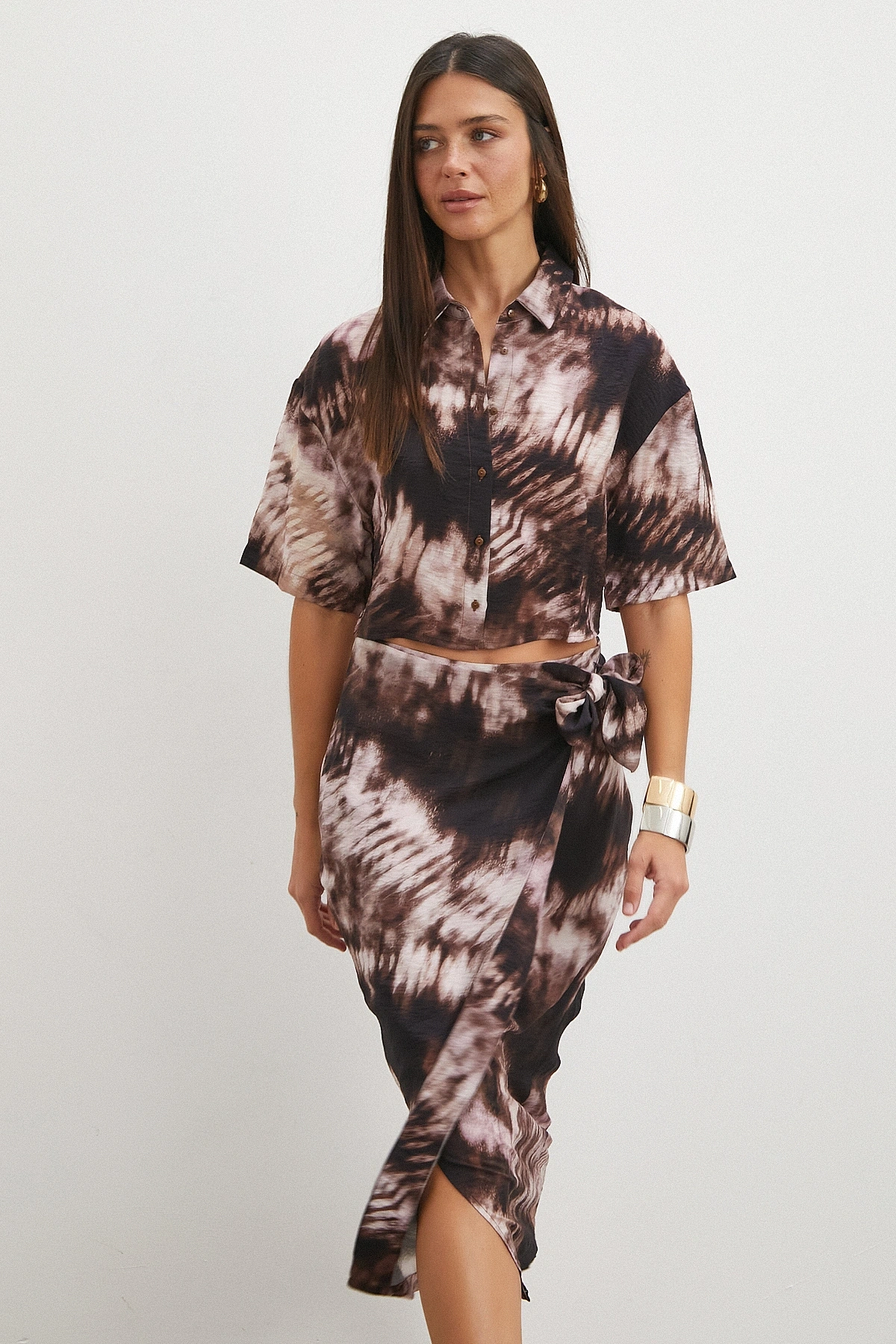 Rust Fiyonklu Wrap Midi
