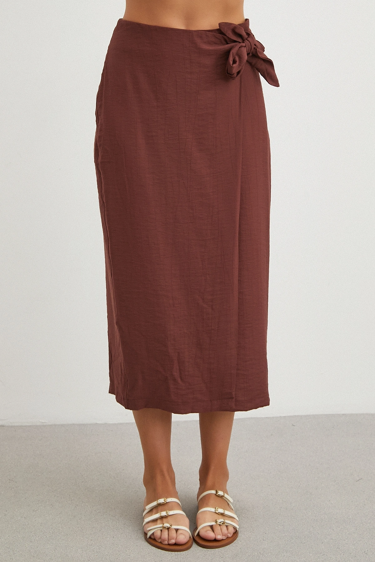 Rust Fiyonklu Wrap Midi