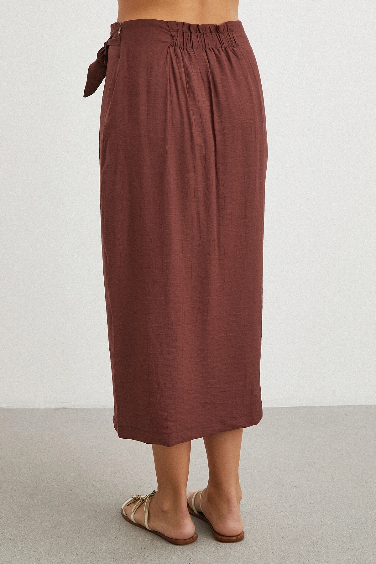 Rust Fiyonklu Wrap Midi