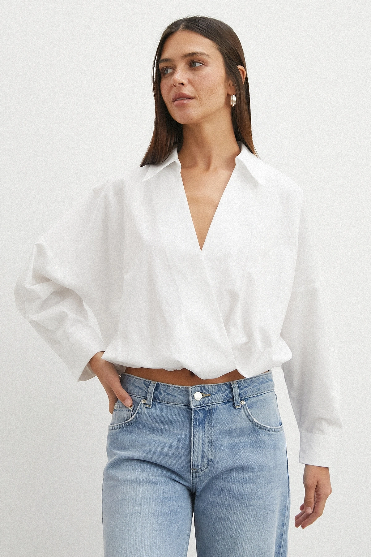 White Ruffled Tie Blouse