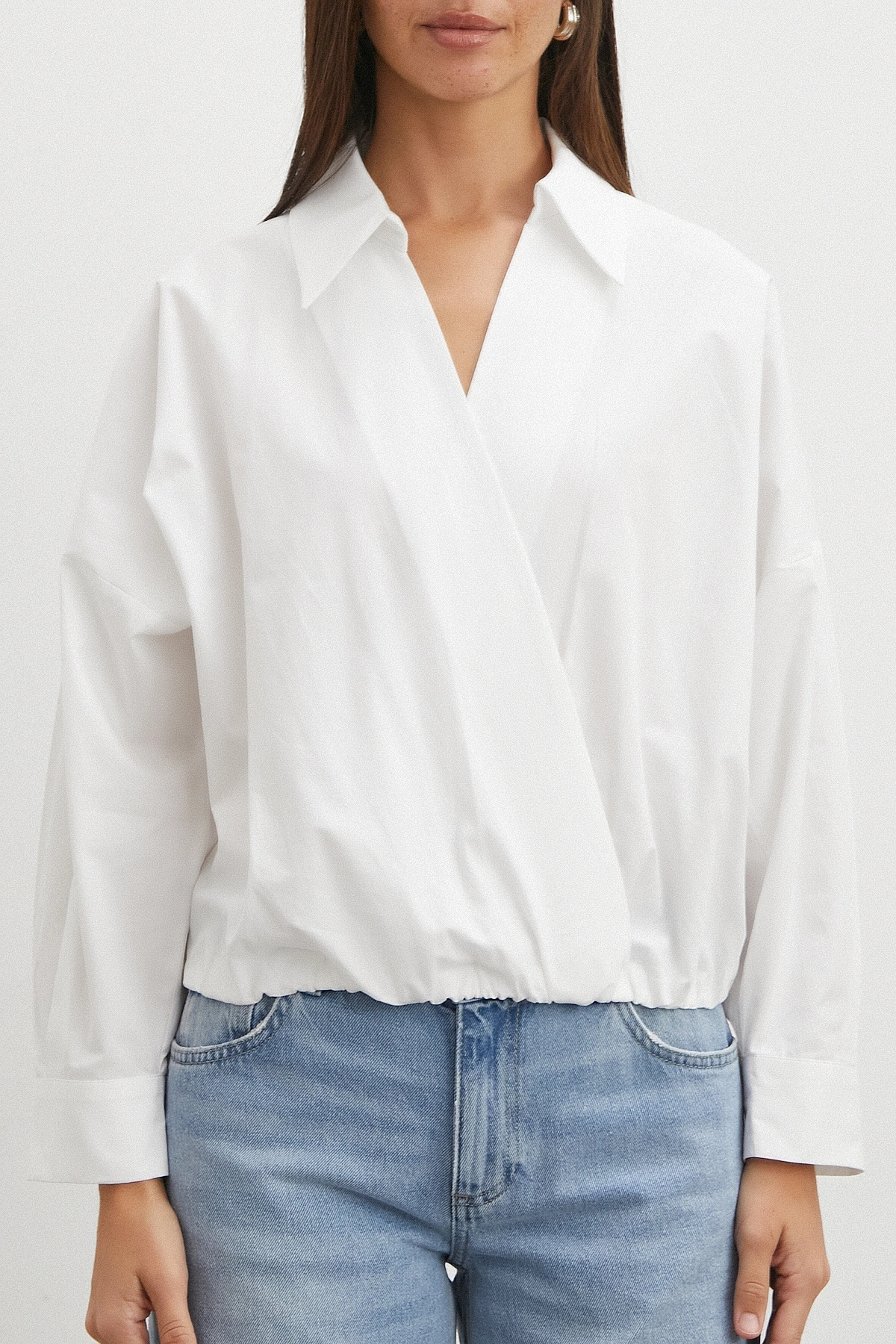 White Ruffled Tie Blouse