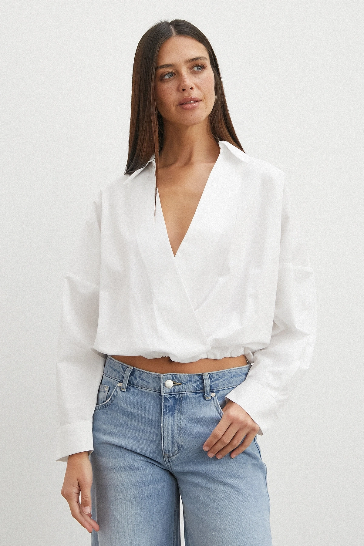 White Ruffled Tie Blouse