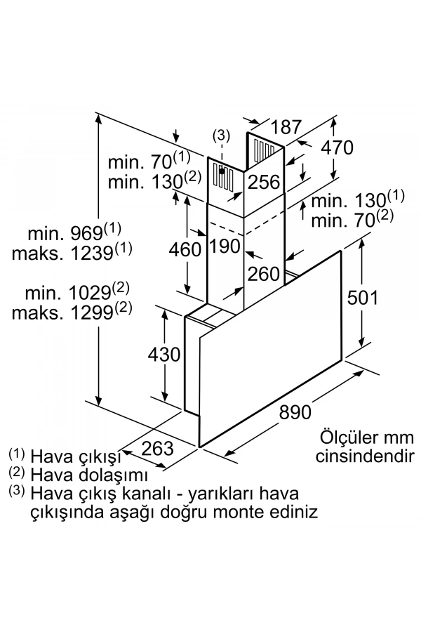 Siemens iQ500 Duvar Tipi Davlumbaz 90 cm Siyah Cam