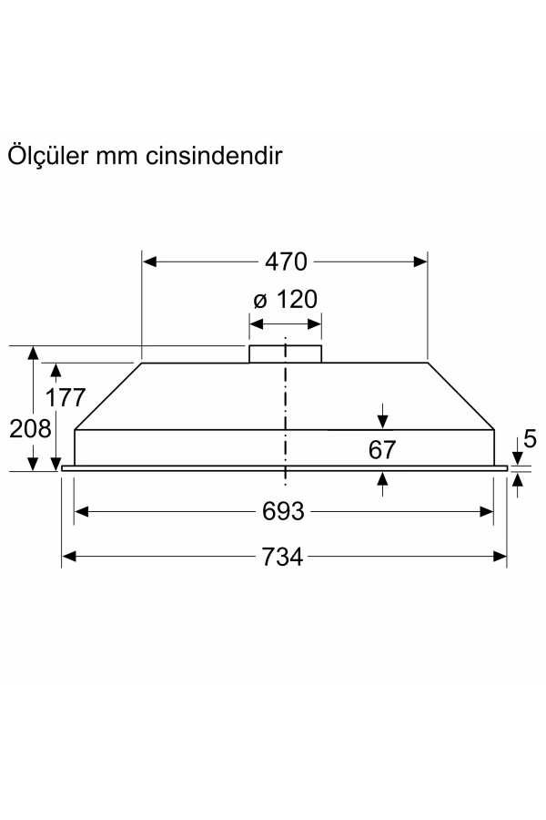 Siemens iQ100, 73 cm, gömme aspiratör, antrasit gri