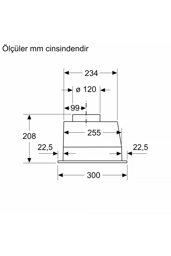 Siemens iQ100, 73 cm, gömme aspiratör, antrasit gri