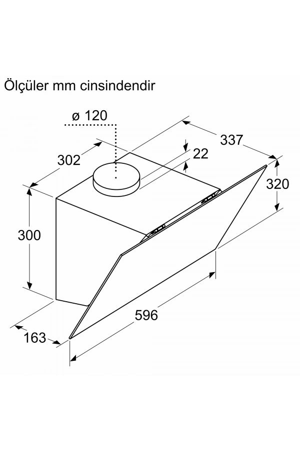 Siemens iQ100, Duvar tipi davlumbaz, eğimli cam tasarım, 60 cm, antrasit gri