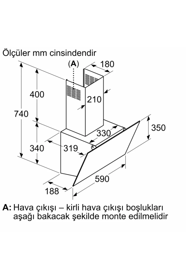 Siemens iQ100 Duvar Tipi Davlumbaz Siyah Cam, Siyah