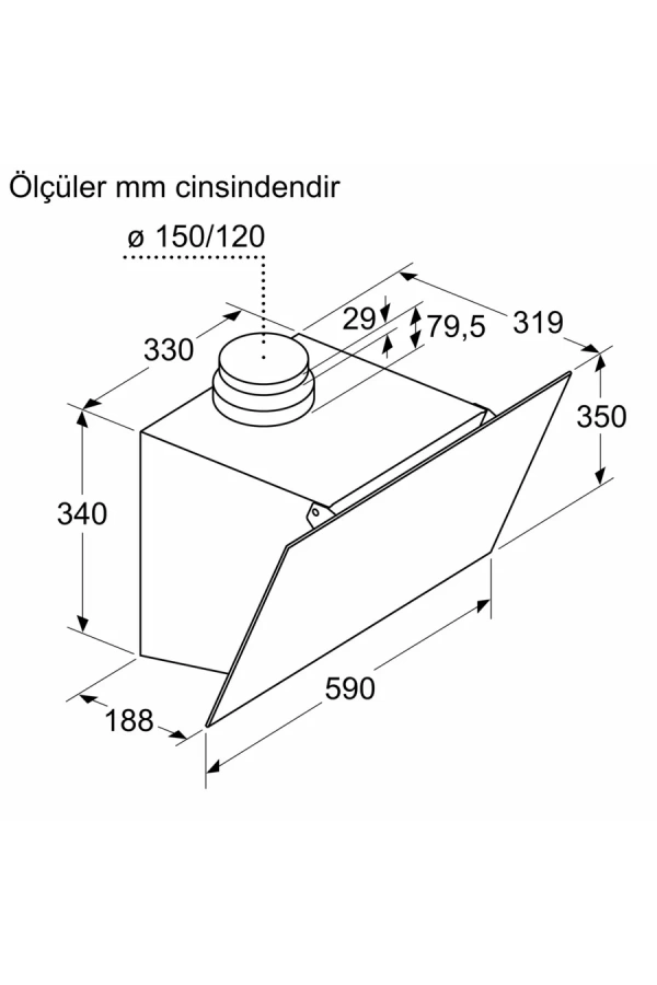 Siemens iQ100 Duvar Tipi Davlumbaz Siyah Cam, Siyah